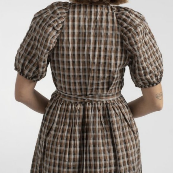 Baum und Pferdgarten Adalaine Checked Wrap Dress in Tabacco Gingham midi - Picture 4 of 16
